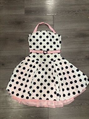 Pink & White Polka Dot Halter Figure Skating Dress